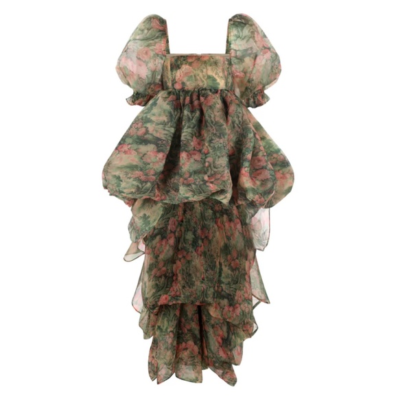 Selkie Floral Maxi Dress - Green and Pink - Picture 2 of 9